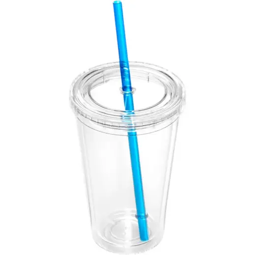 Malibu Double-Wall Frosted Straw Tumbler Turquoise Unbranded
